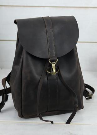 Жіночий шкіряний рюкзак "київ", розмір міні, вінтажна шкіра, колір шоколад2 фото