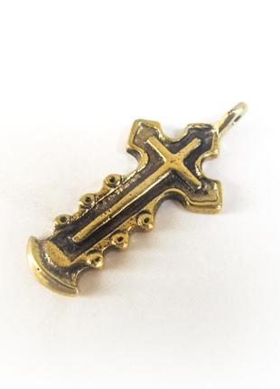 Латунний хрестик ручної роботи - кулон, підвіска, елемент до намиста.  хрест - це перш за все символ