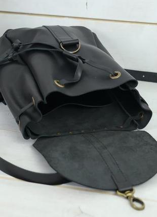 Жіночий шкіряний рюкзак "київ", розмір міні, шкіра італійський краст, колір чорний6 фото