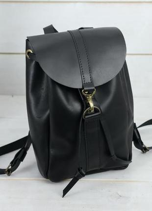 Женский кожаный рюкзак "киев", размер мини, кожа итальянский краст, цвет черный2 фото