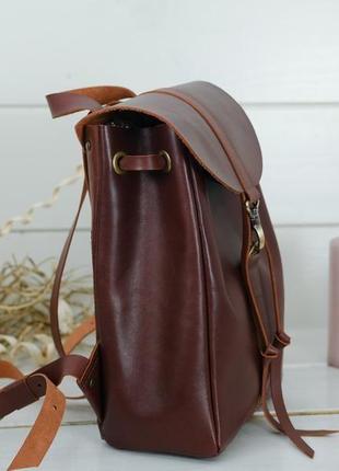 Жіночий шкіряний рюкзак "київ", розмір міні, шкіра італійський краст, колір вишня4 фото