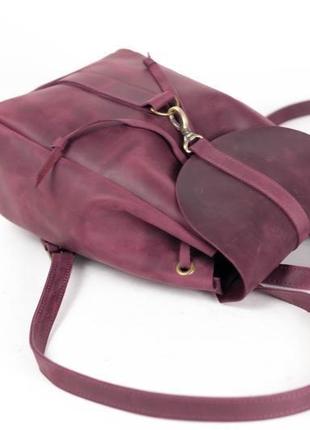 Женский кожаный рюкзак "киев", размер средний винтажная кожа, цвет бордо4 фото