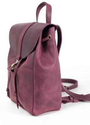 Жіночий шкіряний рюкзак "київ", розмір середній, вінтажна шкіра, колір бордо2 фото