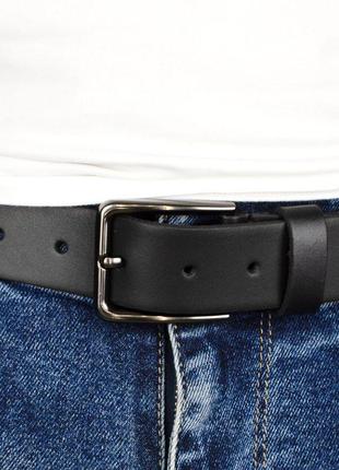 Ремень мужской кожаный hc-3462 (120 см) черный классический под брюки6 фото