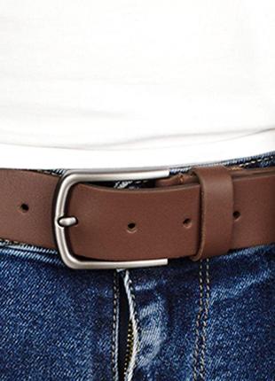 Ремень мужской кожаный hc-3461 l.brown (125 см) светло-коричневый классический под брюки6 фото