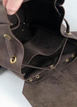 Жіночий шкіряний рюкзак "київ", розмір середній, вінтажна шкіра, колір шоколад4 фото