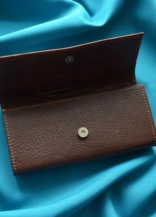 Жіночий коричневий шкіряний гаманець "венеція" з ручним розписом5 фото