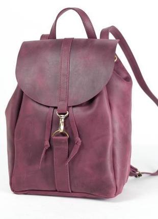 Жіночий шкіряний рюкзак "київ", розмір великий, вінтажна шкіра, колір бордо1 фото