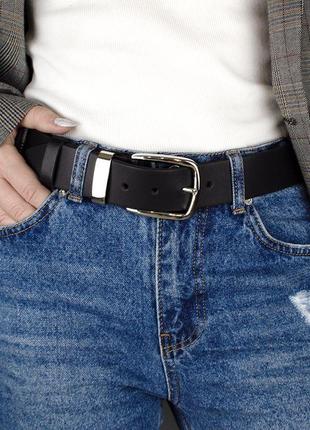Ремень женский кожаный hc-4099 (125 см) черный под джинсы2 фото