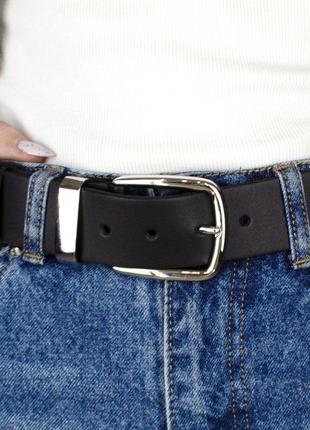 Ремень женский кожаный hc-4099 (125 см) черный под джинсы6 фото