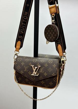 Сумка жіноча в стилі louis vuitton pochette leather brown