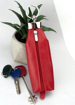 Ключниця червона жіноча з кільцем hc0044 на блискавці