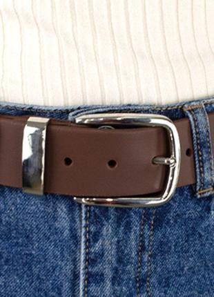 Ремень женский кожаный hc-4099 (125 см) коричневый под джинсы6 фото