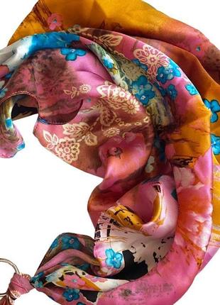 100% шелковый платок "цветение сакуры в розовом саду  " от бренда my scarf. премиум коллекция!2 фото