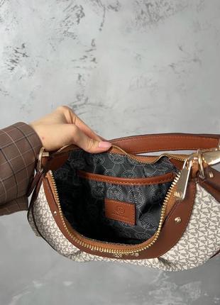 Бежева - рижа жіноча сумка в стилі michael kors10 фото