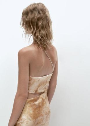 Атласное платье с принтом и вырезом от zara, размер s*4 фото