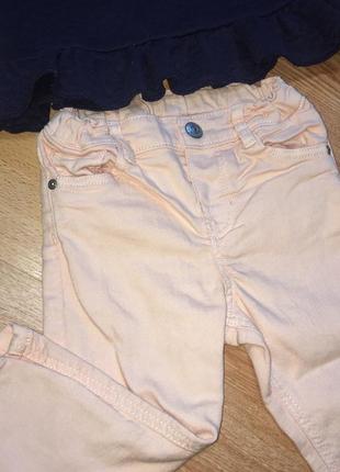 Детские джинсы h&m пудровые 80 {9-12мес} и кофта, реглан синий в комплект4 фото