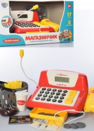 Дитячий касовий апарат7016-1ua 25 см, калькулятор, вденьги