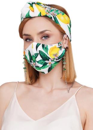 Літній набір тюрбан +маска +ланцюжок для маски і очок