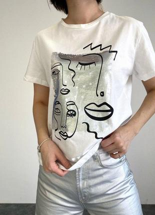Хлопковая футболка с принтом ♥️ свободного кроя оверсайз3 фото