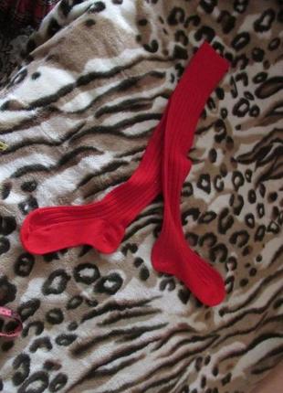 Красные теплые гольфы, гетры, носки, високі шкарпетки2 фото