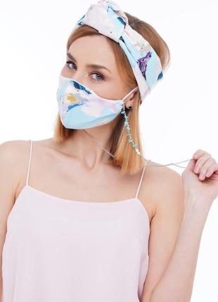 Літній набір тюрбан +маска +ланцюжок для маски і очок
