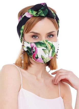 Літній набір тюрбан +маска +ланцюжок для маски і очок