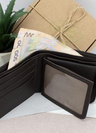 Подарунковий чоловічий набір №85: портмоне + обкладинка на паспорт (коричневий)6 фото