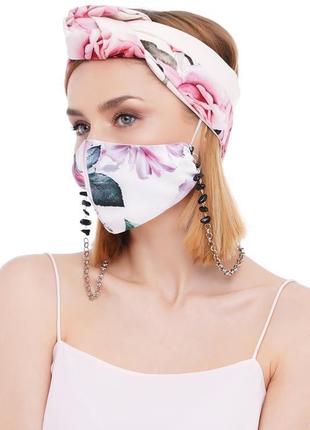Літній набір тюрбан +маска +ланцюжок для маски і очок