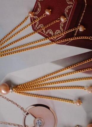 Серьги - цепочки с розовым жемчугом ′жозефина′3 фото