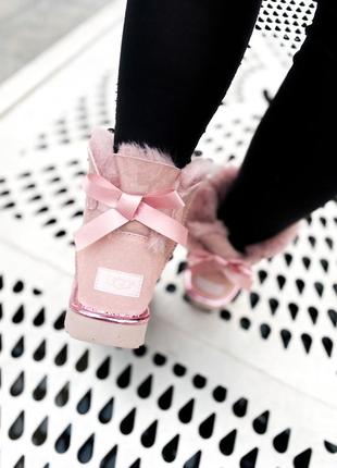 Женские розовые угги ugg mini bailey bow ii "pink "4 фото