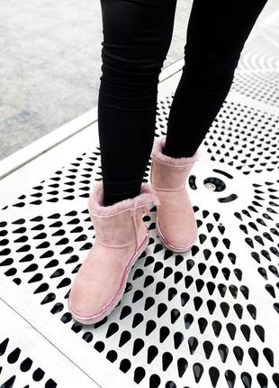 Женские розовые угги ugg mini bailey bow ii "pink "5 фото