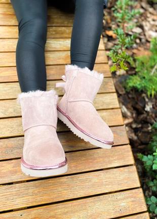 Женские розовые угги ugg mini bailey bow ii "pink "9 фото