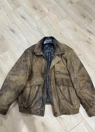 Идеальная винтажная кожаная куртка.1 фото