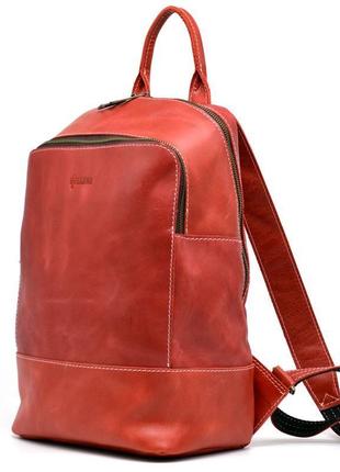 Женский красный кожаный рюкзак tarwa rr-2008-3md среднего размера