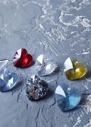 Комплект з кристалами swarovski серце у сріблі сережки і кулон на ланцюжку срібний подарунок дружині6 фото