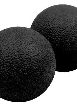 Массажный мячик easyfit tpr двойной 12х6 см черный3 фото