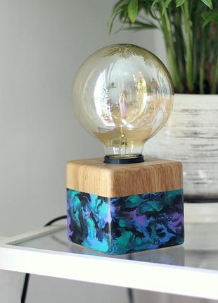 Дубова лампа в стилі лофт4 фото