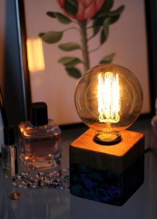 Дубова лампа в стилі лофт2 фото