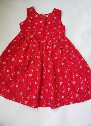 Красное платье в цветочный принт на девочку 1,5-2 года1 фото