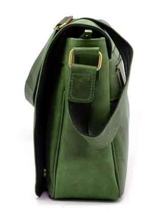 Мужская кожаная сумка через плечо с клапаном tarwa re-1047-3md зеленая3 фото