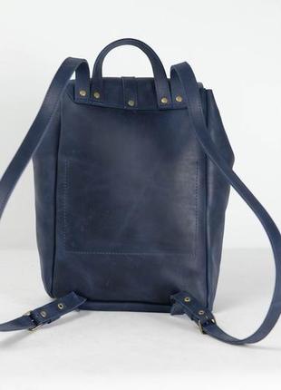 Жіночий шкіряний рюкзак "київ", розмір великий, вінтажна шкіра, колір синій3 фото