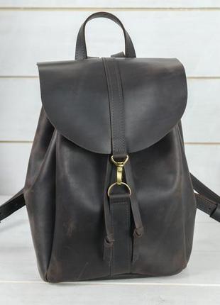 Женский кожаный рюкзак "киев", размер большой, винтажная кожа, цвет шоколад1 фото