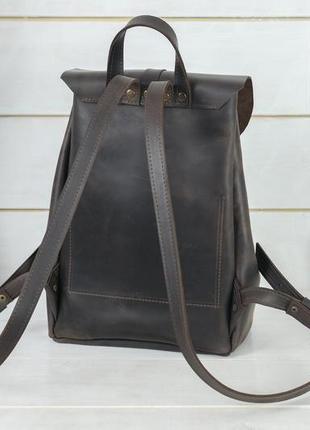 Жіночий шкіряний рюкзак "київ", розмір великий, вінтажна шкіра, колір шоколад4 фото