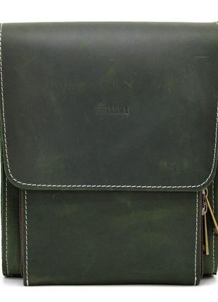 Шкіряна сумка через плече чоловіча re-3027-3md від tarwa зелена1 фото