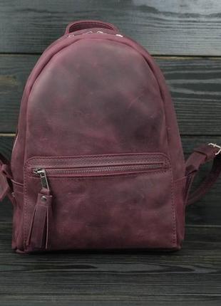 Жіночий шкіряний рюкзак "лімбо", розмір середній, вінтажна шкіра, колір бордо2 фото