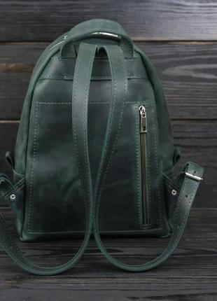 Жіночий шкіряний рюкзак "лімбо", розмір середній, вінтажна шкіра, колір зелений5 фото