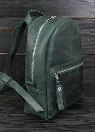 Жіночий шкіряний рюкзак "лімбо", розмір середній, вінтажна шкіра, колір зелений3 фото