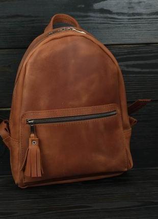 Женский кожаный рюкзак "лимбо", размер средний, винтажная кожа, цвет коньяк2 фото