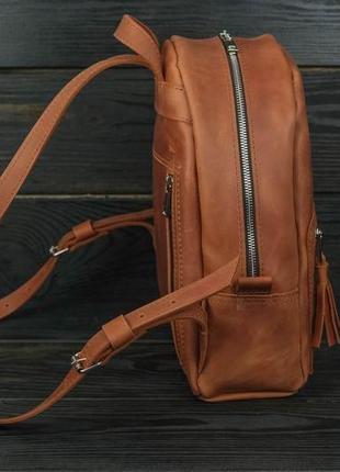 Женский кожаный рюкзак "лимбо", размер средний, винтажная кожа, цвет коньяк4 фото